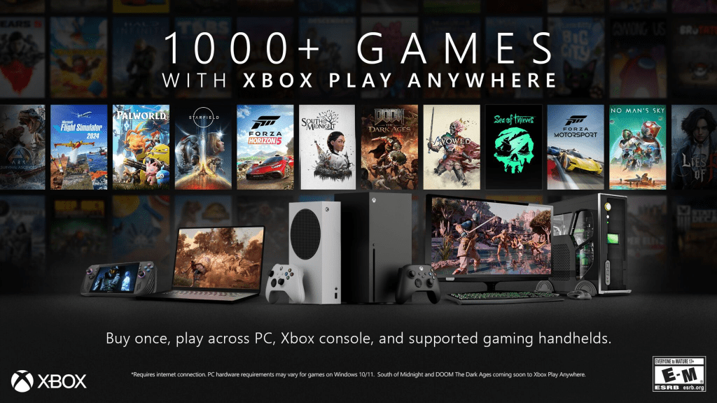 Xbox Playは、1000以上のゲームを超える場所にヒットします