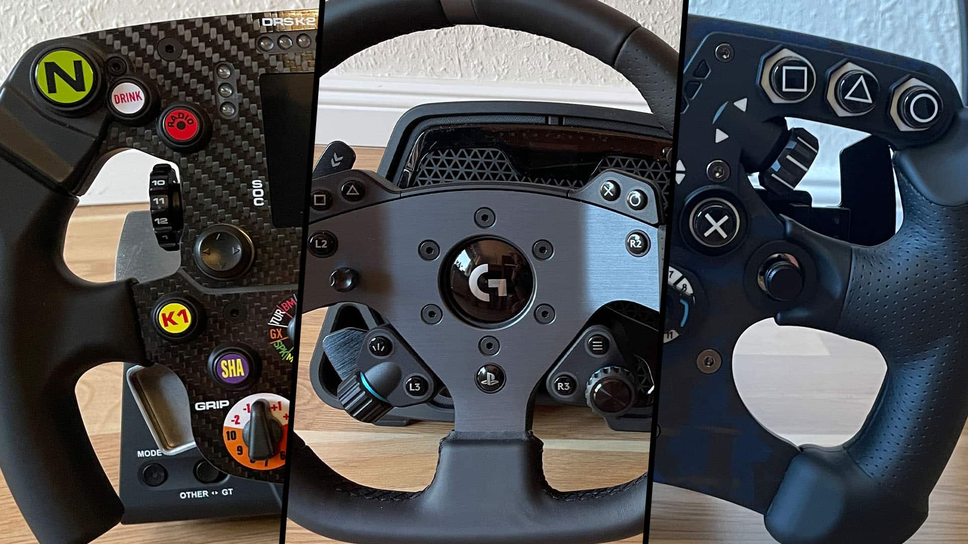 テスト中のステアリングホイール:Fanatec、Thrustmaster、または Logitech 