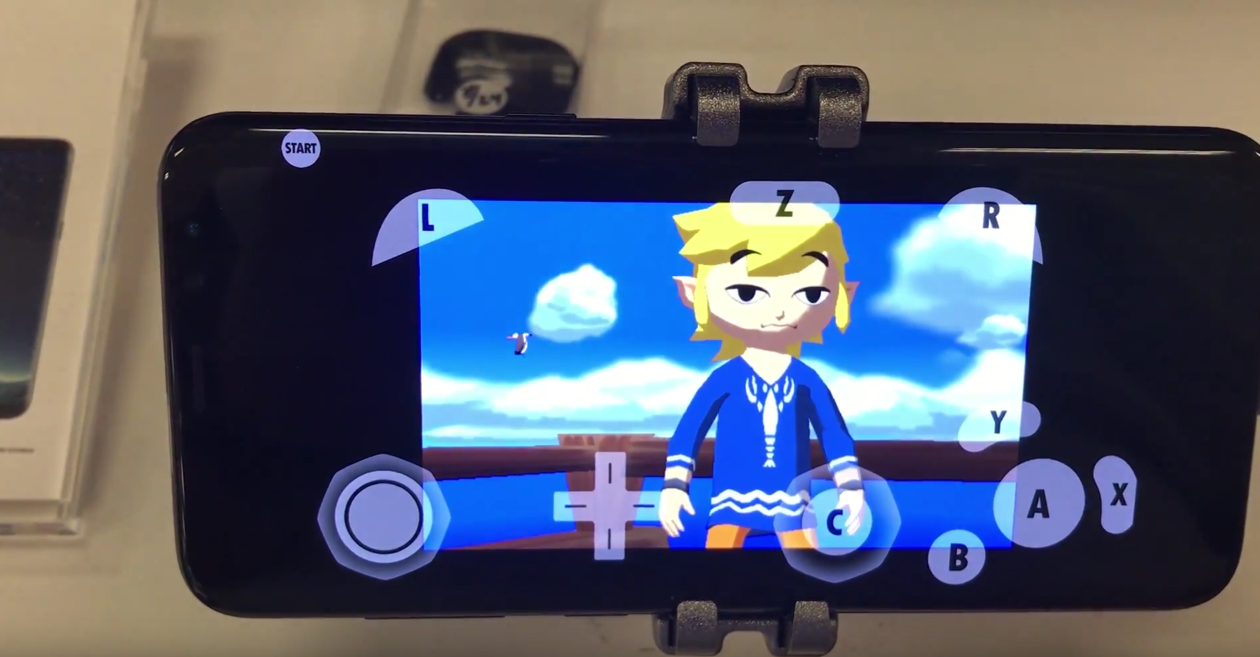 GameCube ビデオ ゲームが Samsung Galaxy S8+ でデモされました